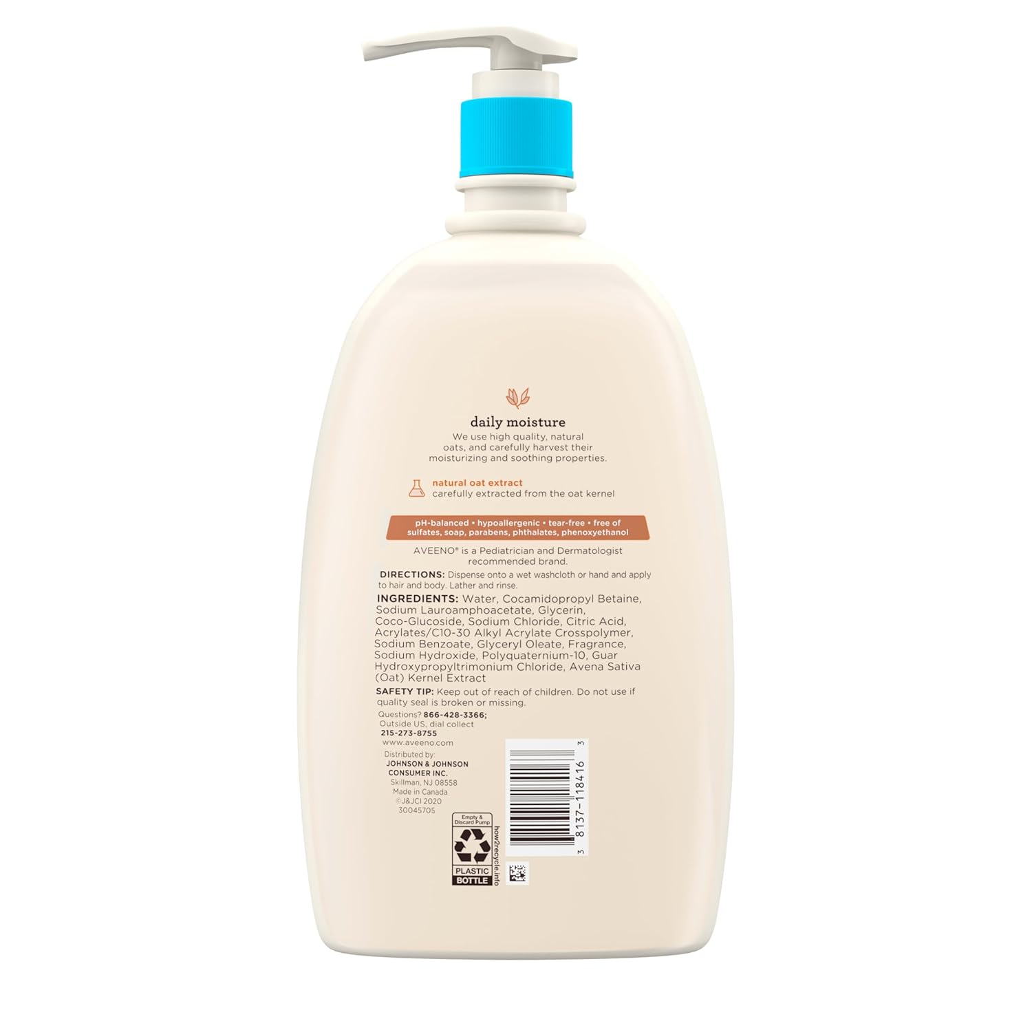 Aveeno Baby Gentle Wash and Shampoo with Natural Oat Extract, Tear and Lightly Scented, 33 fl. Oz (976ml)