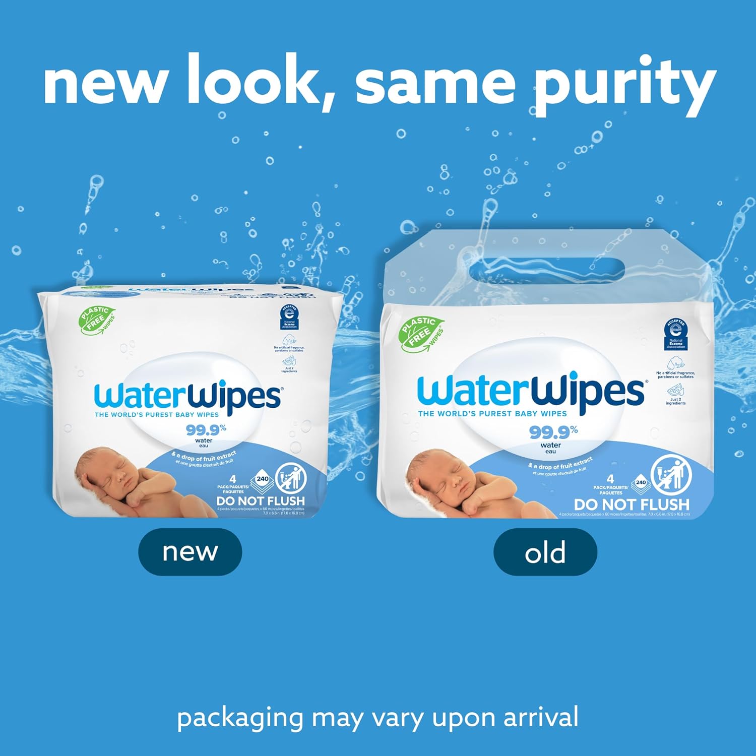 WaterWipes Baby Wipes, White, 60 Wipes (Pack of 4)