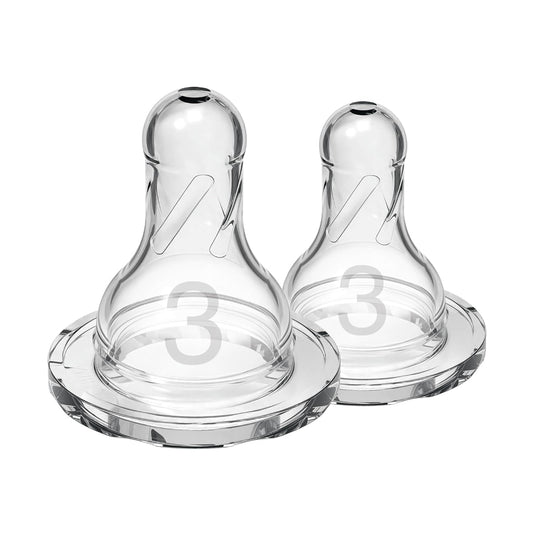 Dr. Brown's Silicone Natural Flow Level 3 Narrow Nipple (Clear) - Set of 2