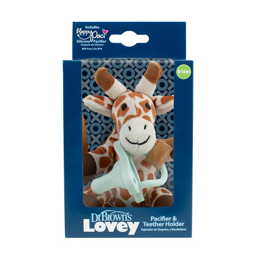 Dr. Brown's Giraffe Lovey with One-Piece Silicone Pacifiers, 0-6m