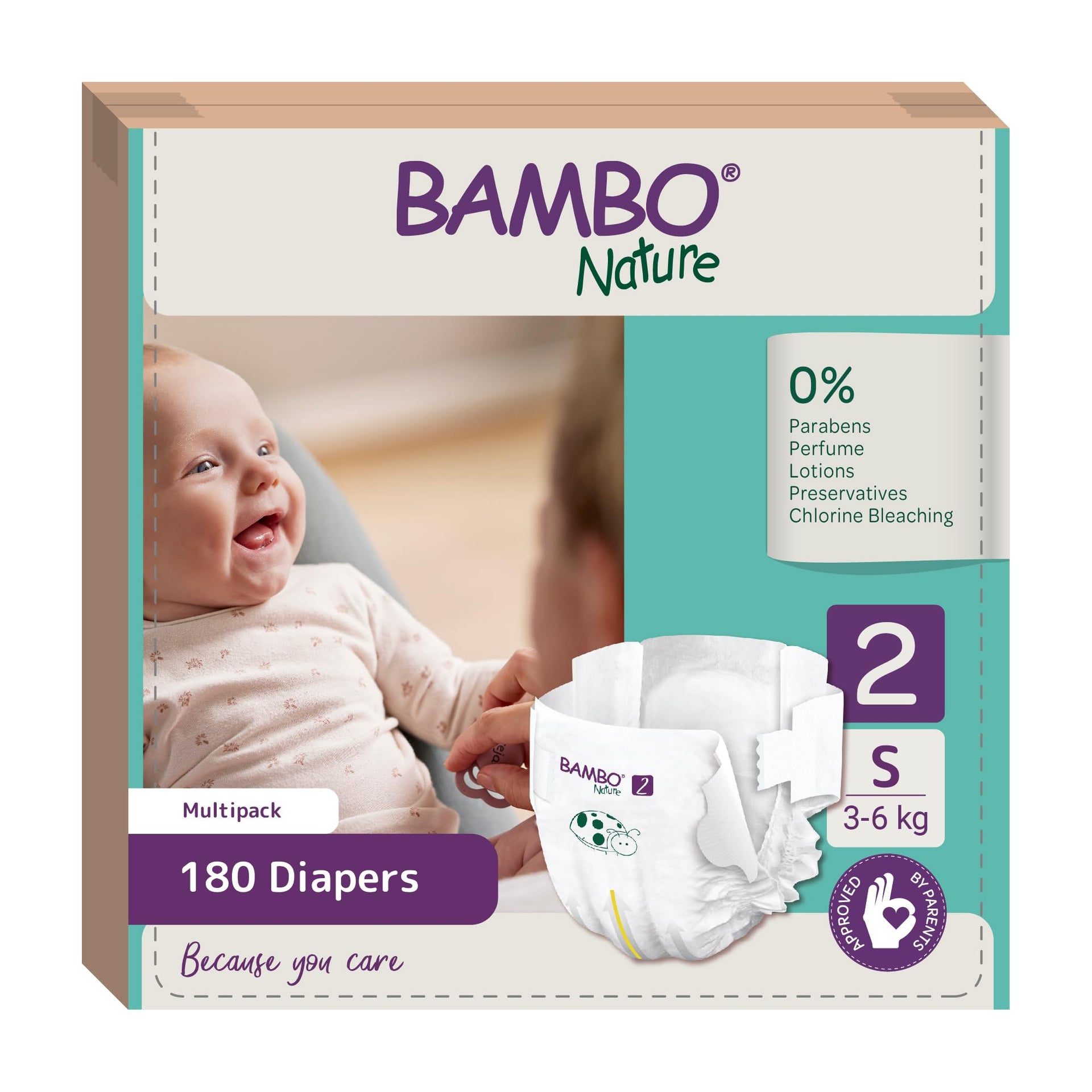 Bambo Nature Premium Baby Tape Diapers for Baby Small Size (3-6 Kgs) - Super Absorbent, Breathable, Extra Soft, Dermatologically Tested, Hypoallergenic Infant Nappies With Wetness Indicator, 30 Count