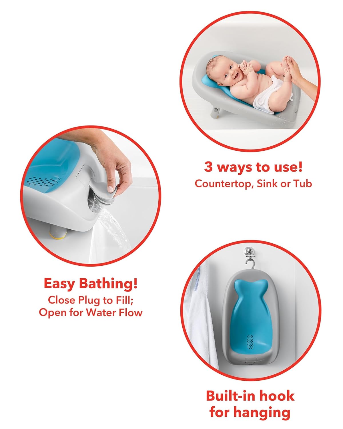 Skip Hop Moby Recline & Rinse Bather,Pack of 1,Blue