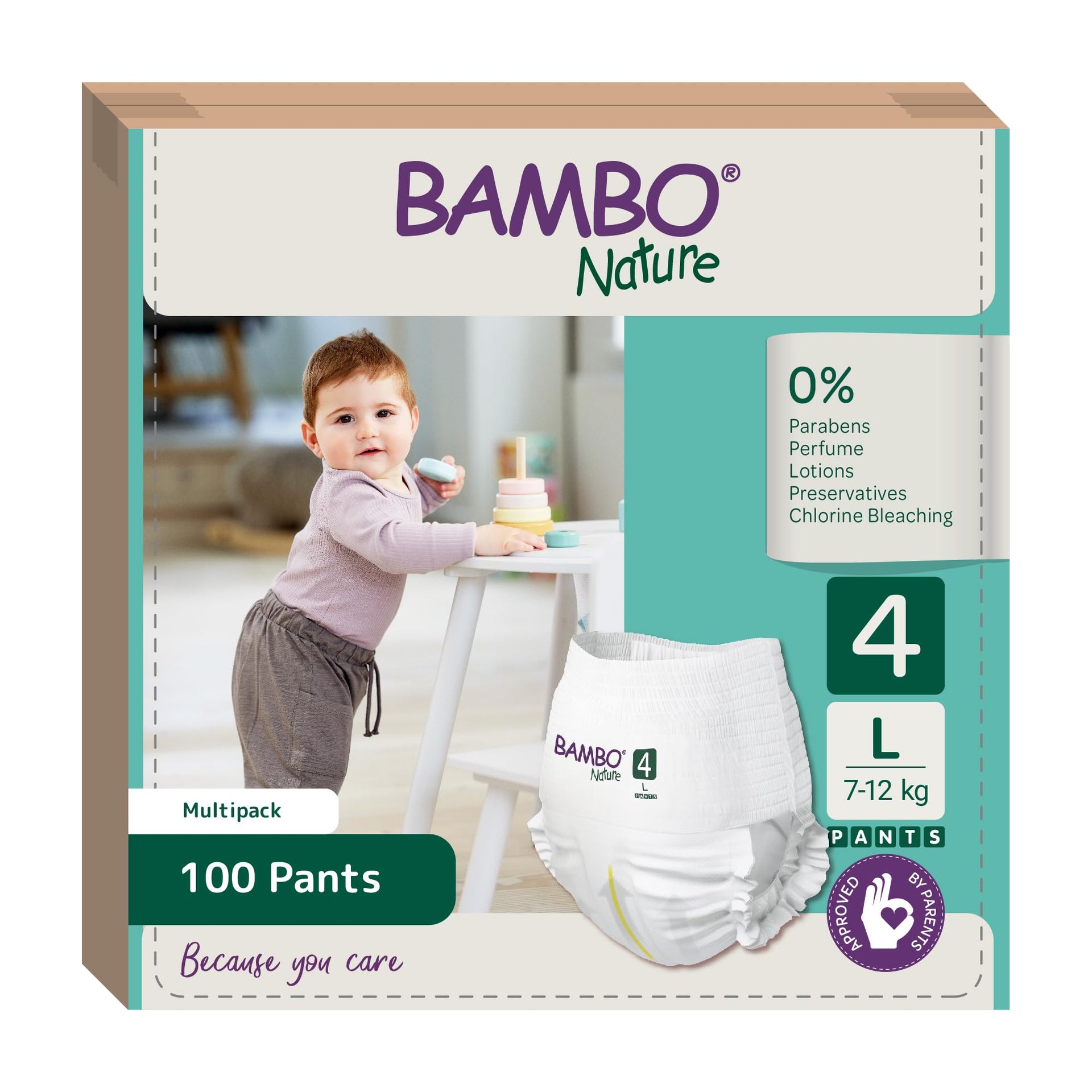 Bambo Nature Premium Baby Pants Diapers for Kids Large Size (7-12 Kgs), Super Absorbent, Breathable, Extra Soft, Dermatologically Tested, Hypoallergenic Infant Nappies With Wetness Indicator, 20 Count