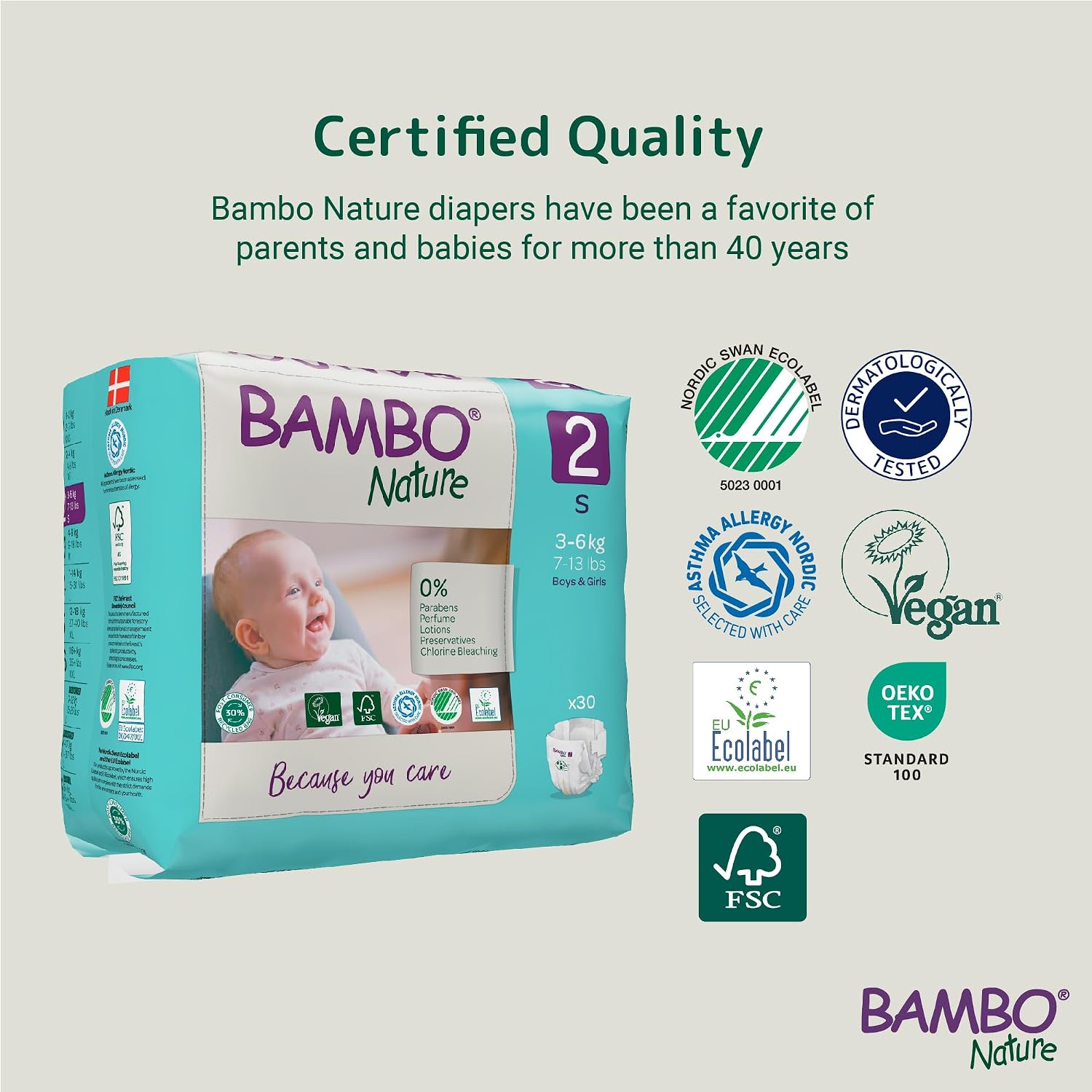 Bambo Nature Premium Baby Tape Diapers for Baby Small Size (3-6 Kgs) - Super Absorbent, Breathable, Extra Soft, Dermatologically Tested, Hypoallergenic Infant Nappies With Wetness Indicator, 30 Count