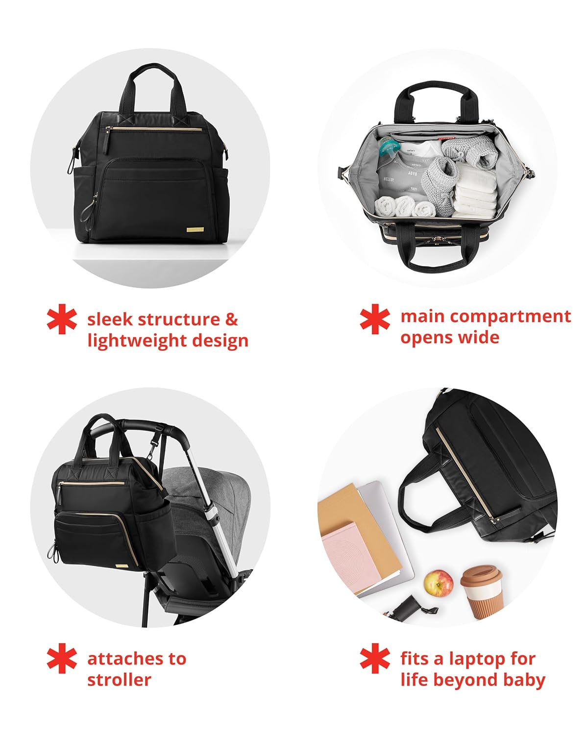 Skip Hop Diaper Bag Backpack: Mainframe Large Capacity Wide Open Structure with Changing Pad & Stroller Attachement, Navy, 9M203610