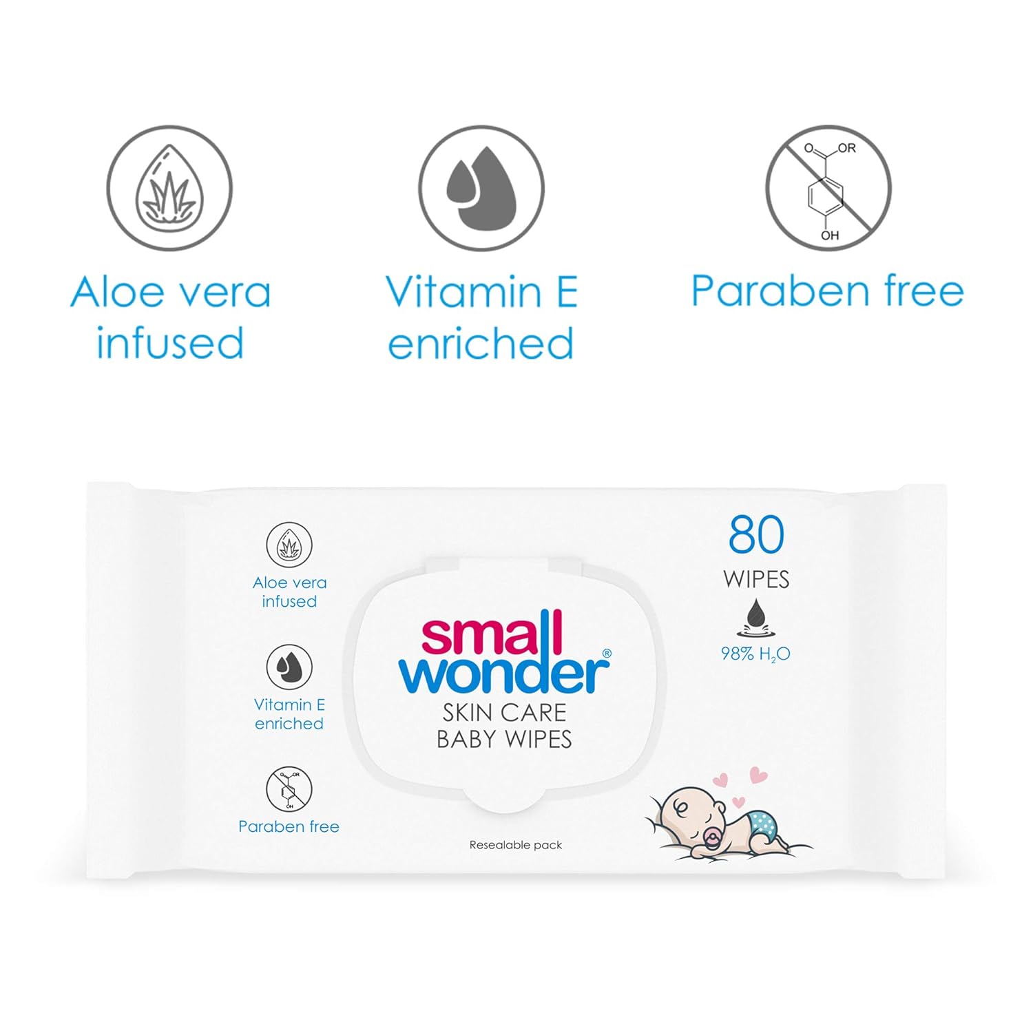 Small Wonder Skin Care Baby Wipes (Pack of 4) - 320 Wipes