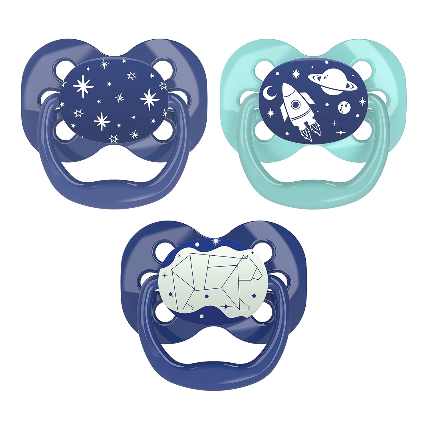 Dr. Brown's Advantage Baby Pacifiers, Glow in The Dark, Stage 1, 3Count, Blue
