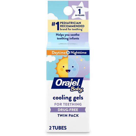 Orajel Plastic Baby Baby Daytime and Nighttime Non-Medicated Cooling Gels for Teething, Infant, Multicolor