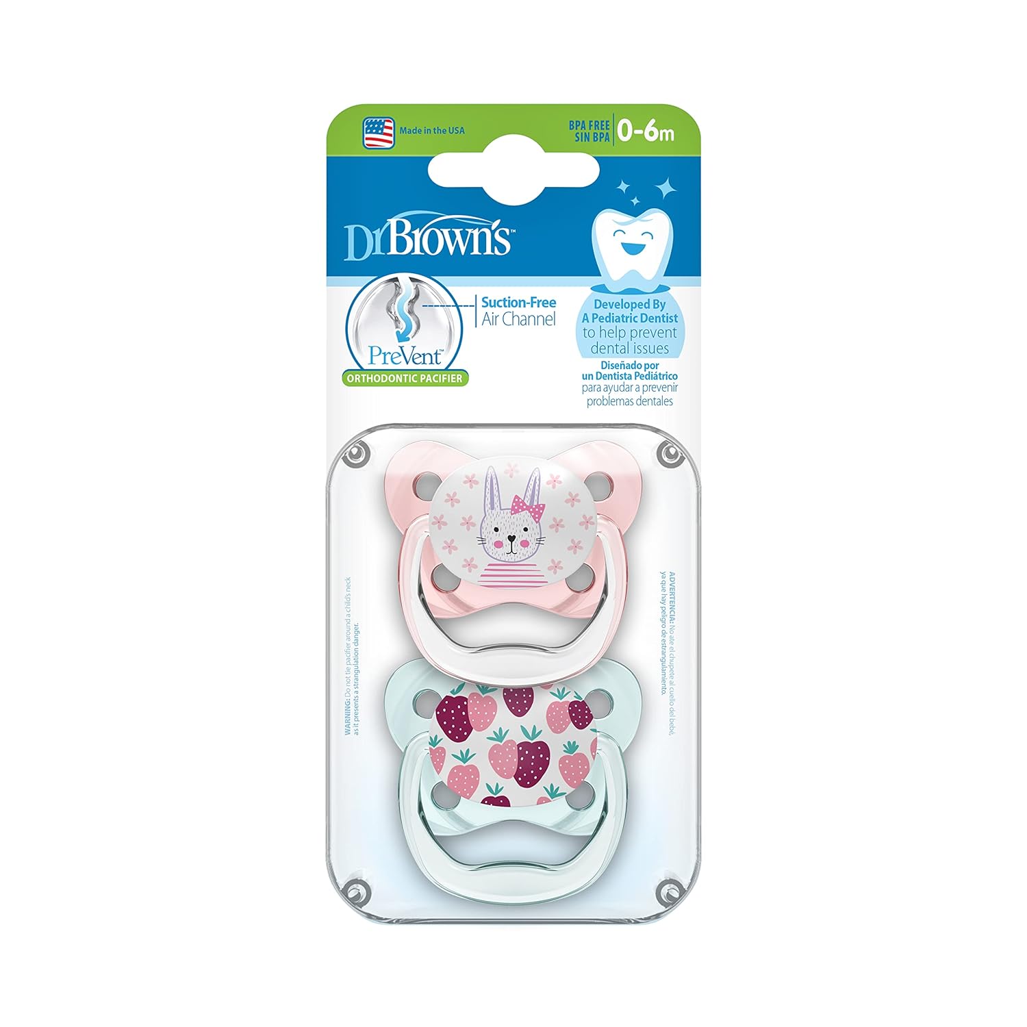 Dr. Brown's Prevent Butterfly Pacifier (Pack of 1, Pink)