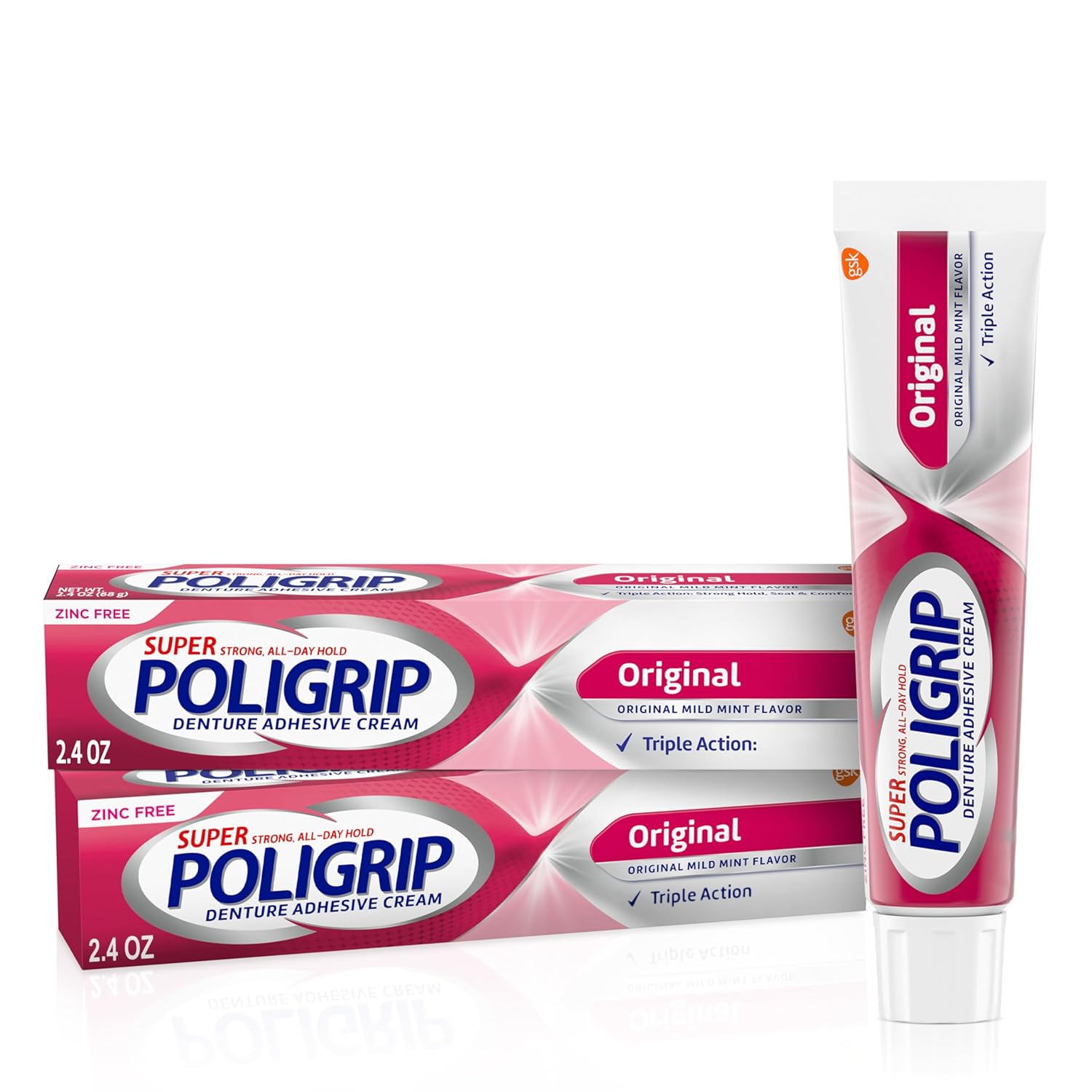Poli-grip Super Denture Adhesive Cream - 2.4 oz (68 g) Twin Pack