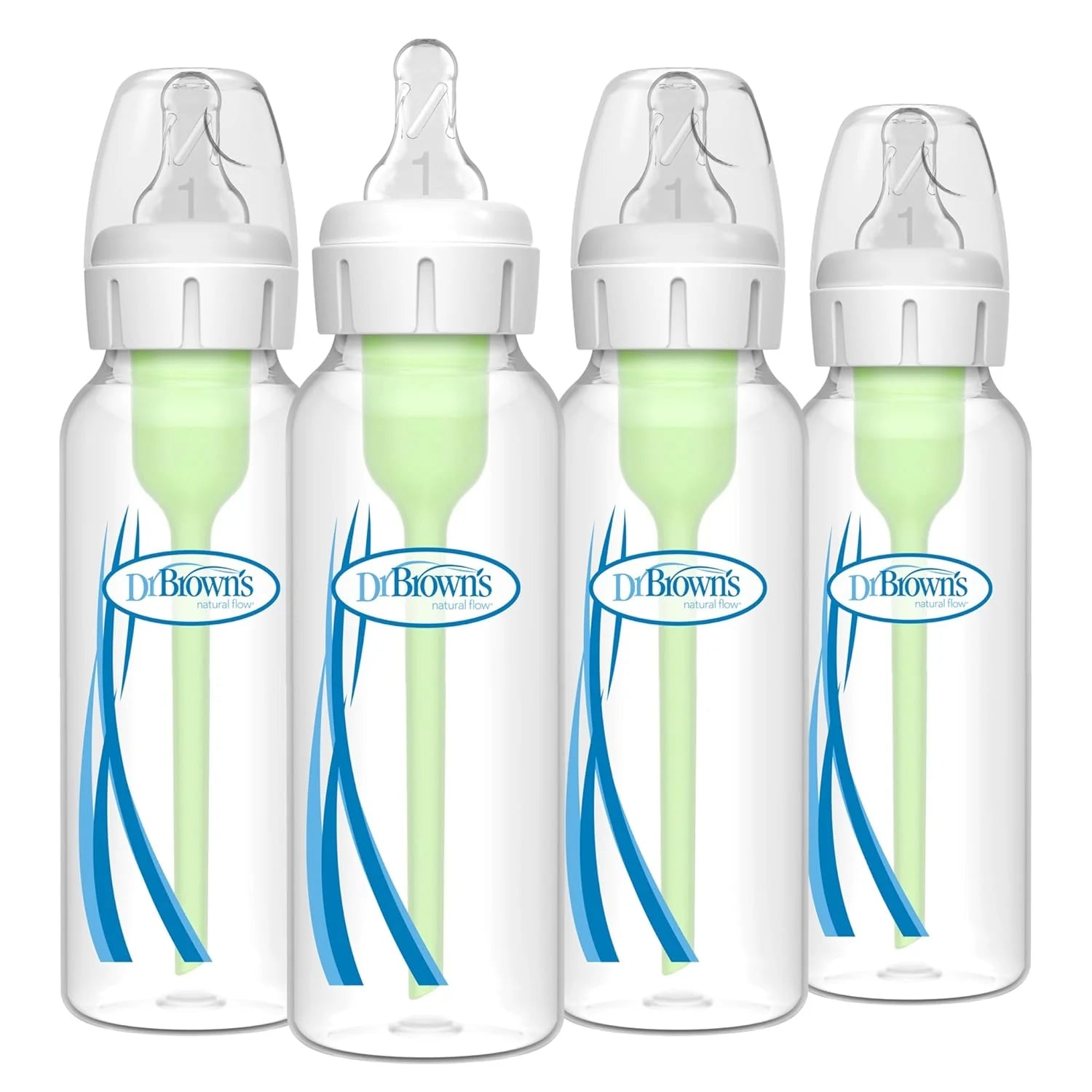 Dr. Brown's Natural Flow Anti-Colic Options+ Narrow Baby Bottle, 8 oz/250 ml, 4-Pack