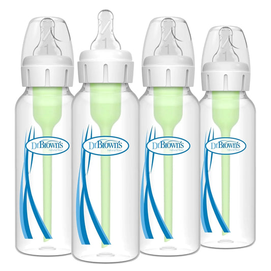Dr. Brown's Natural Flow Anti-Colic Options+ Narrow Baby Bottle, 8 oz/250 ml, 4-Pack