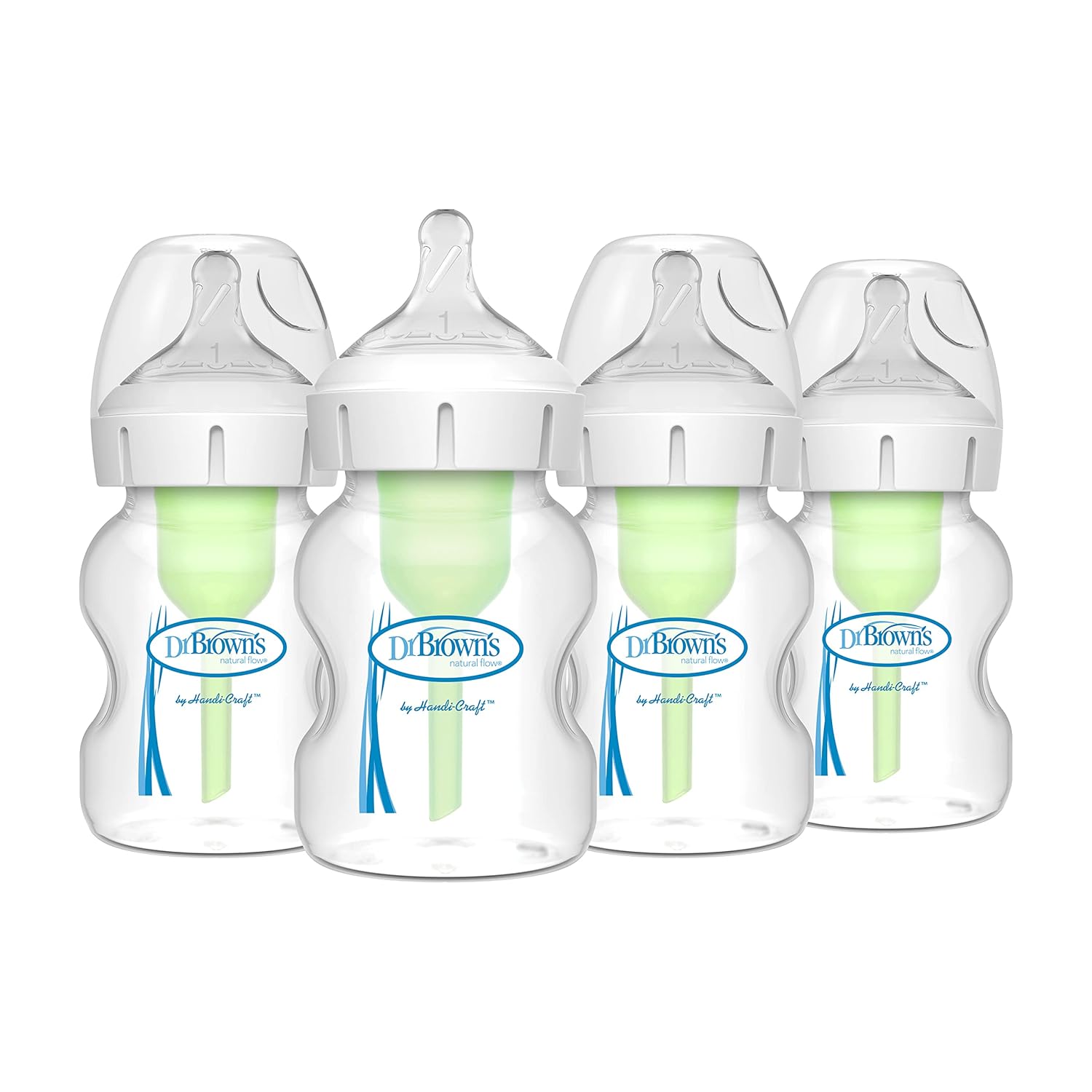 Dr. Brown's Options Wide-Neck Baby Bottle 5 oz (Green, Pack of 4)
