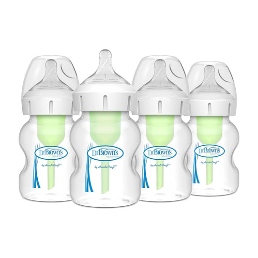 Dr. Brown's Options Wide-Neck Baby Bottle 5 oz (Green, Pack of 4)