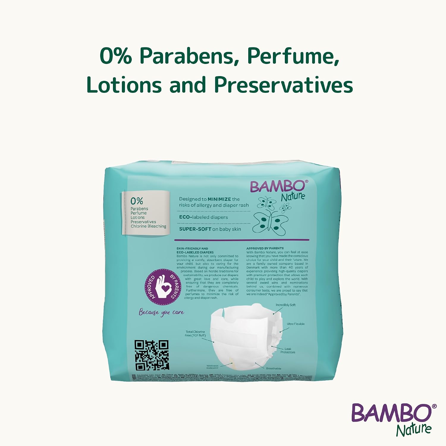 Bambo Nature Premium Baby Tape Diapers for Premature Baby XXS Size (1-3 Kgs) - Super Absorbent, Breathable, Extra Soft, Dermatologically Tested, Hypoallergenic Nappies With Wetness Indicator, 24 Count