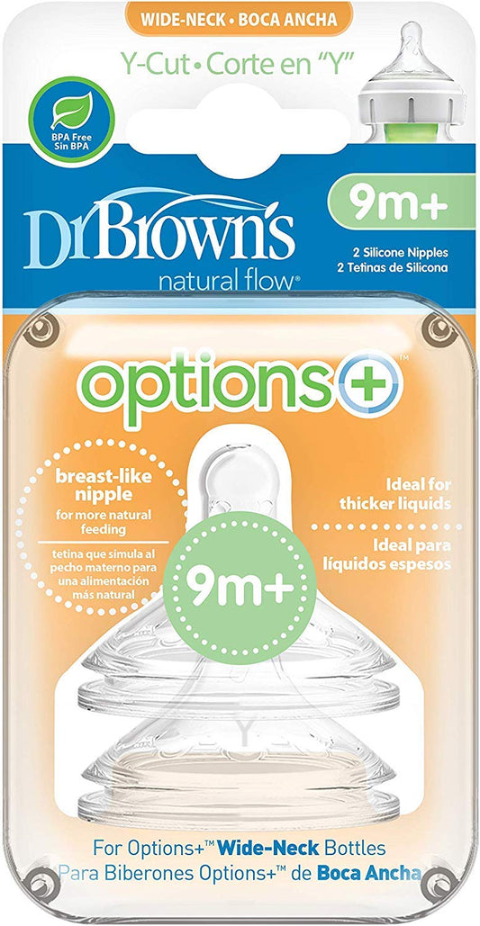 Dr. Brown's Dr.Brown's Dr Silicone Wide Neck Natural Flow Teat (Pack of 2, White)
