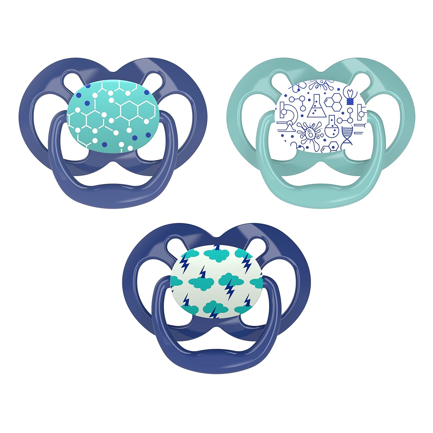 Dr. Brown's Advantage Day and Night Time Baby Pacifiers, 6-18 Month, Blue, 3 Count