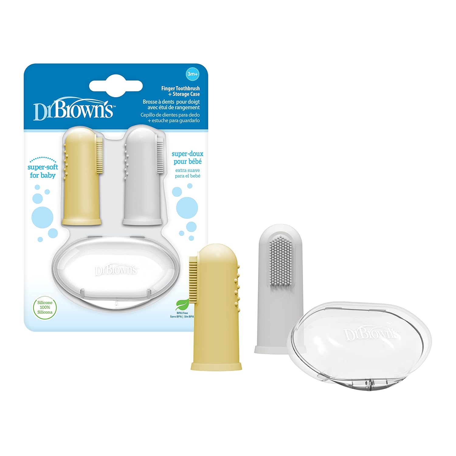 Dr. Brown's Silicone Finger Toothbrush with case - 2 Pack