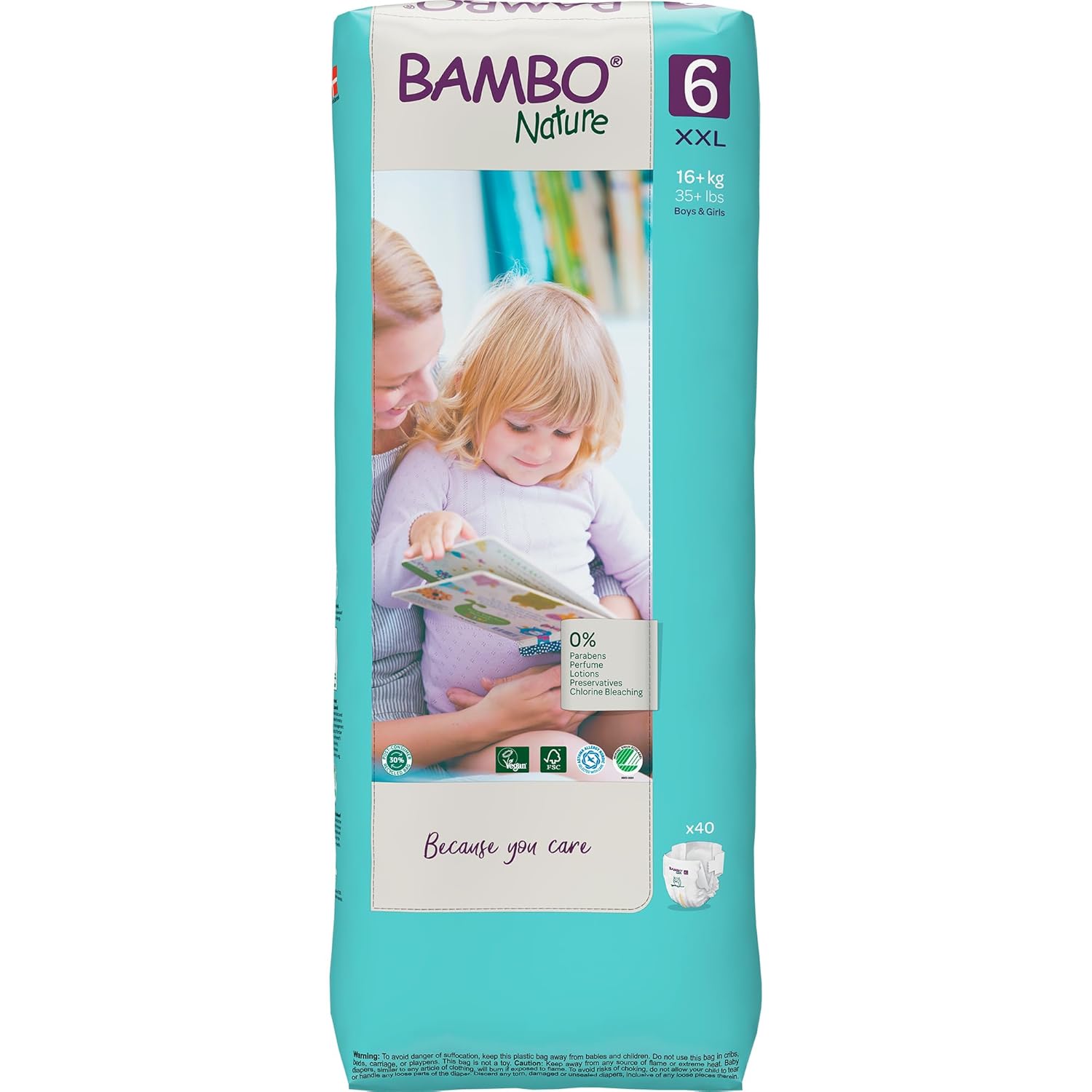 Bambo Nature Premium Baby Tape Diapers for Kids XXL Size (16+ Kgs) 40 Counts