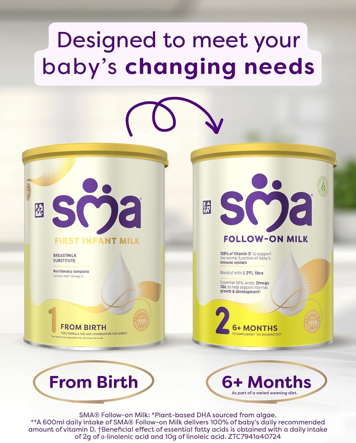 SMA First Infant Baby Milk Powder Formula, from birth, 800 g (Pack of 4)
