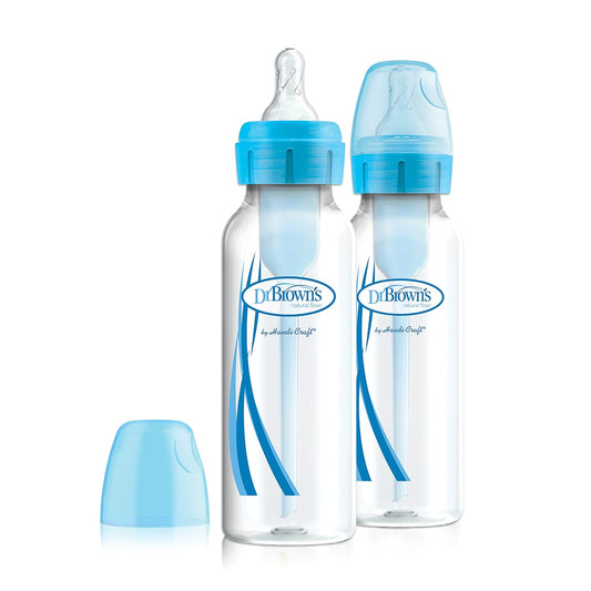 Dr. Brown's Natural Flow Options Standard Neck Baby Bottle (250 Ml, Blue, Set of 2)