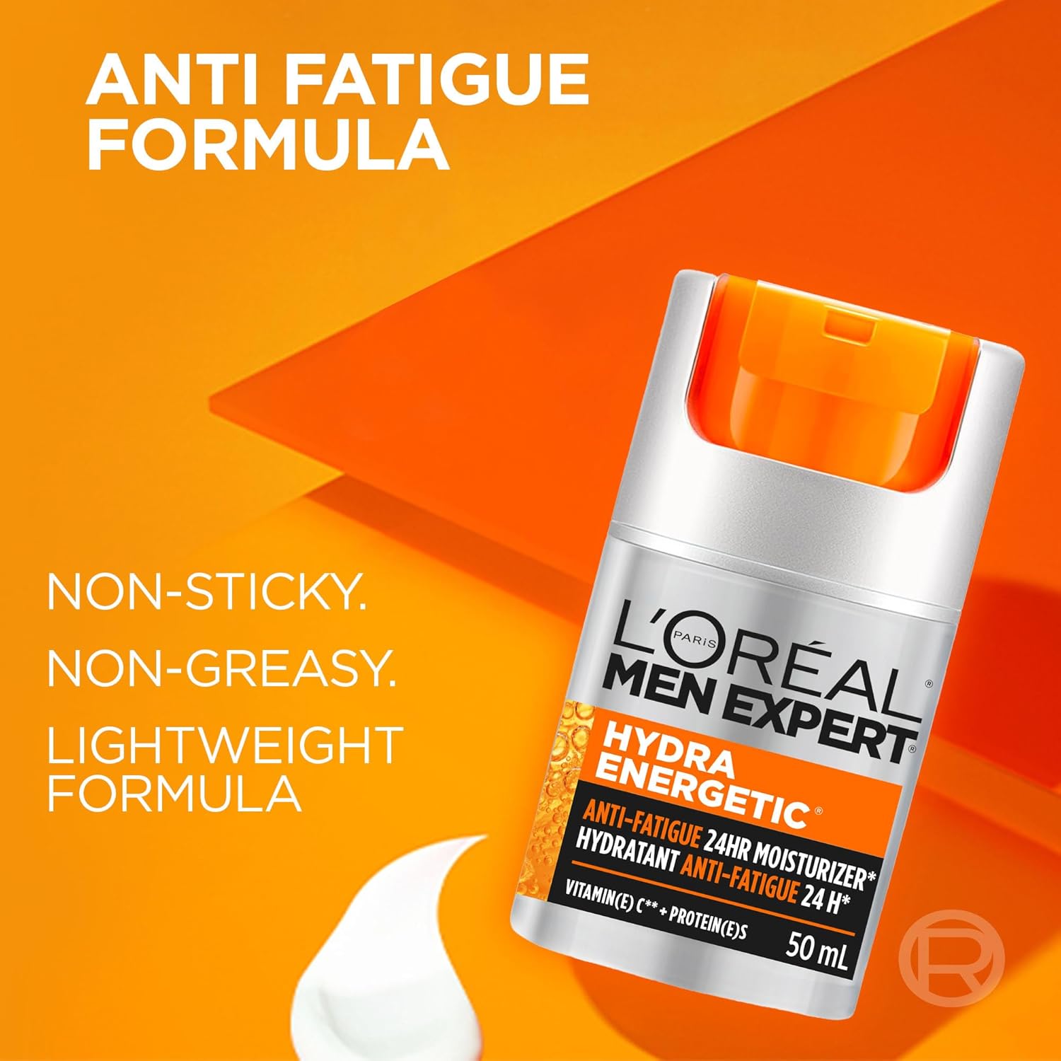L'OREAL PARIS Men Expert Hydra Energetic Face Cream With Vitamin C + Protein, 24Hr Non-Greasy Face Moisturizer For Men, For Dry And Dull Skin, Reduces Look Of Fine Lines & Dark Circles, 50Ml