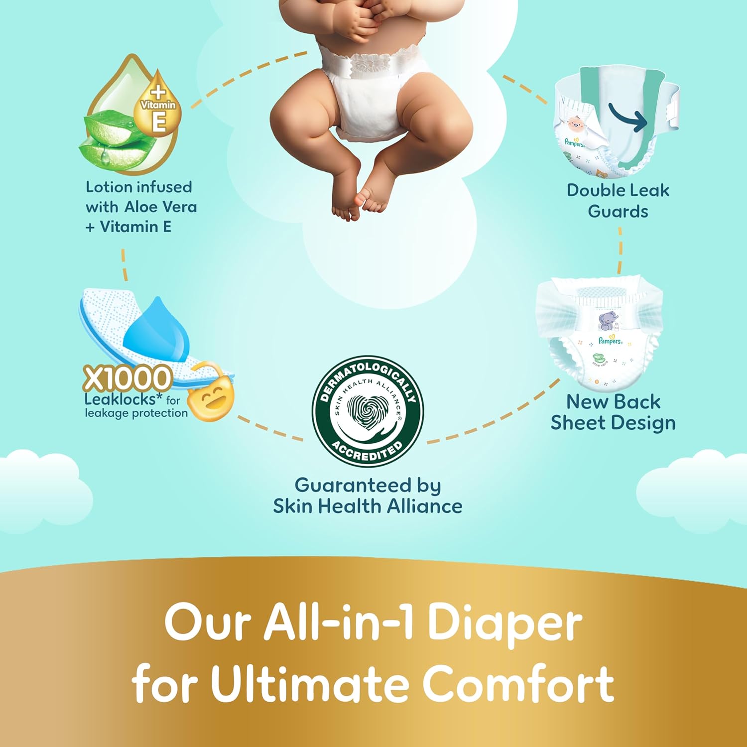 Pampers Ultimate Comfort, Size 4, 9-14 kg, Mega Pack, 54 Diapers