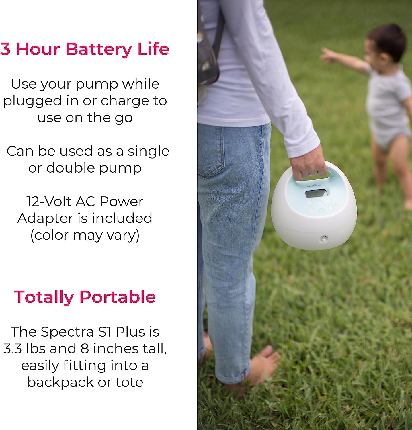 Spectra Baby USA S1 Plus Hospital Grade Double/single Breast Pump W Rechargeable Battery No Tote
