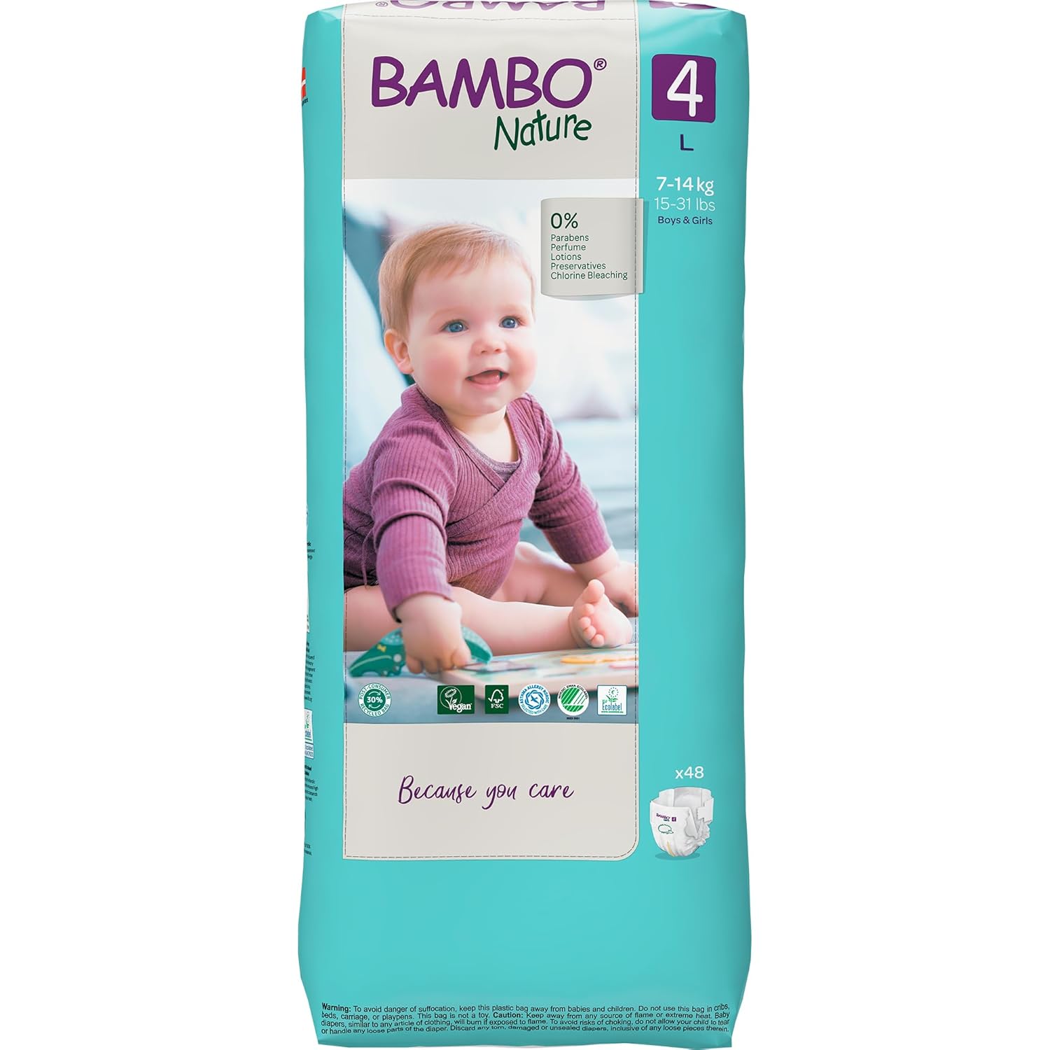 Bambo Nature Premium Baby Tape Diapers for Baby Large Size (7-14 Kgs), 48 Count