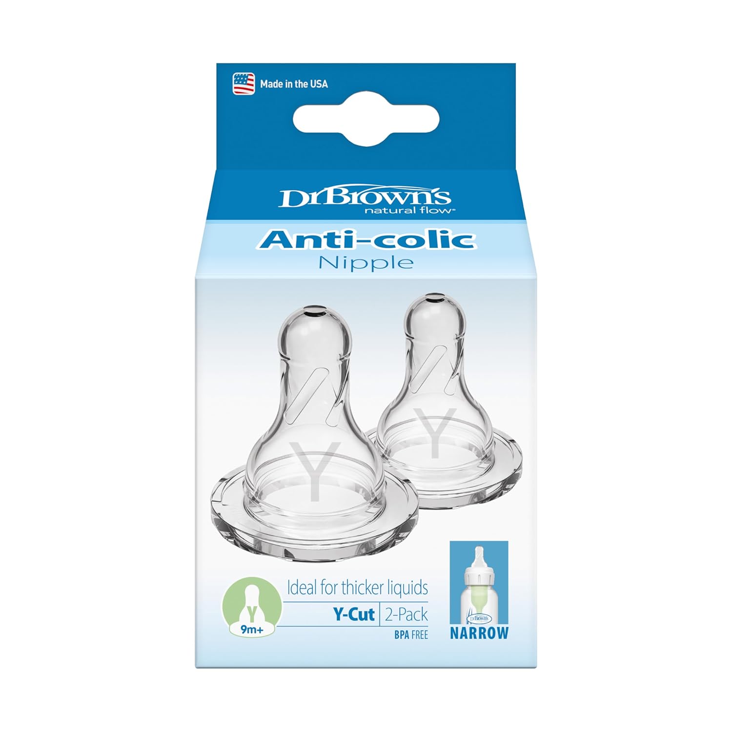 Dr. Browns Y-Cut Silicone Narrow Options Nipple, 2-pk
