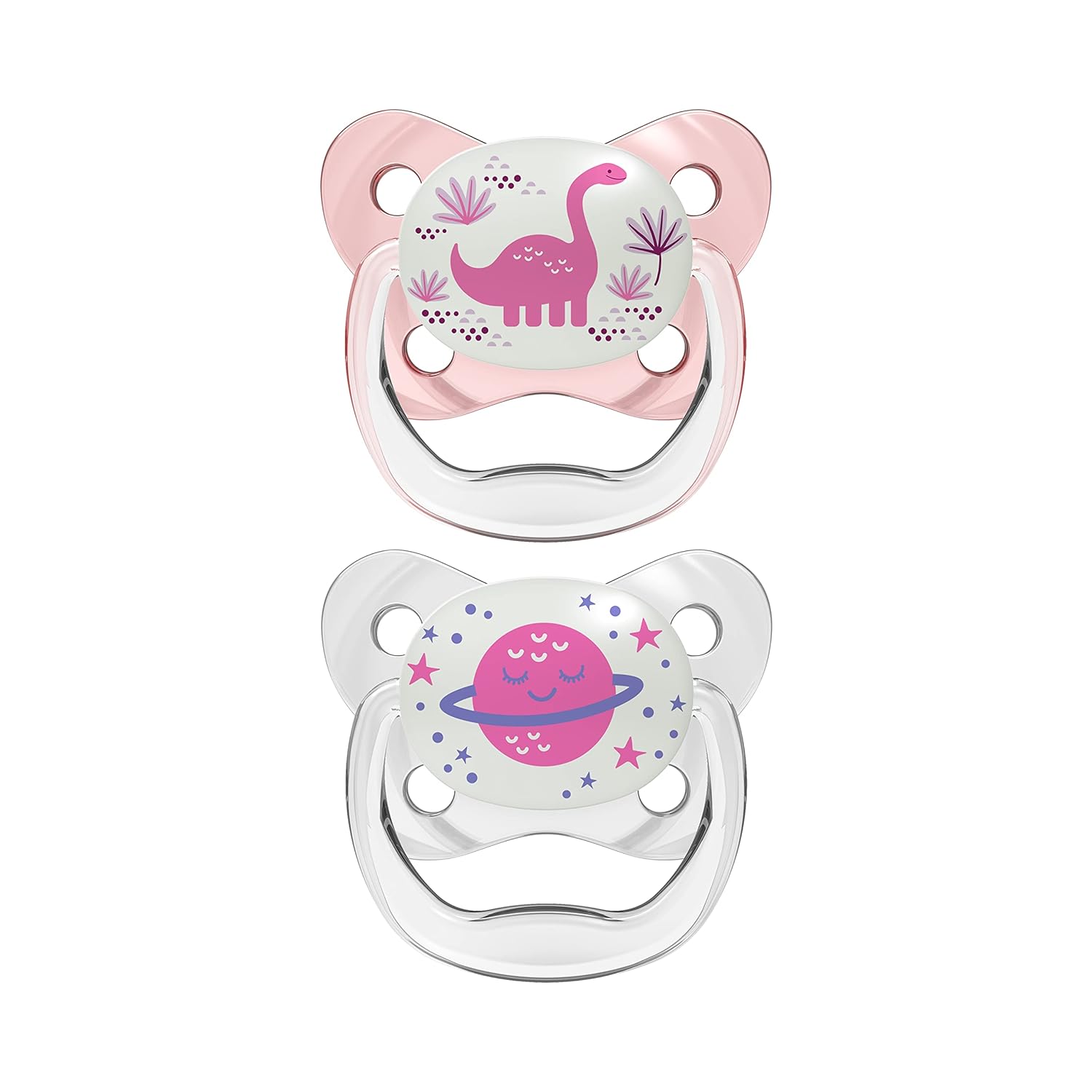 Dr. Brown's Prevent Glow in The Dark Butterfly Shield Soother - Stage 2, Pink, Pack of 2, 6M to 18M