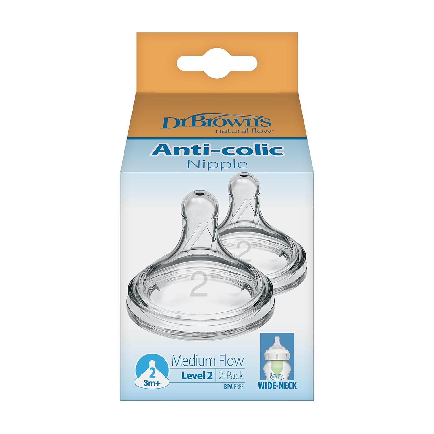 Dr. Brown's Options+ Wide Neck Baby Bottle Nipple (Pack of 1, White)