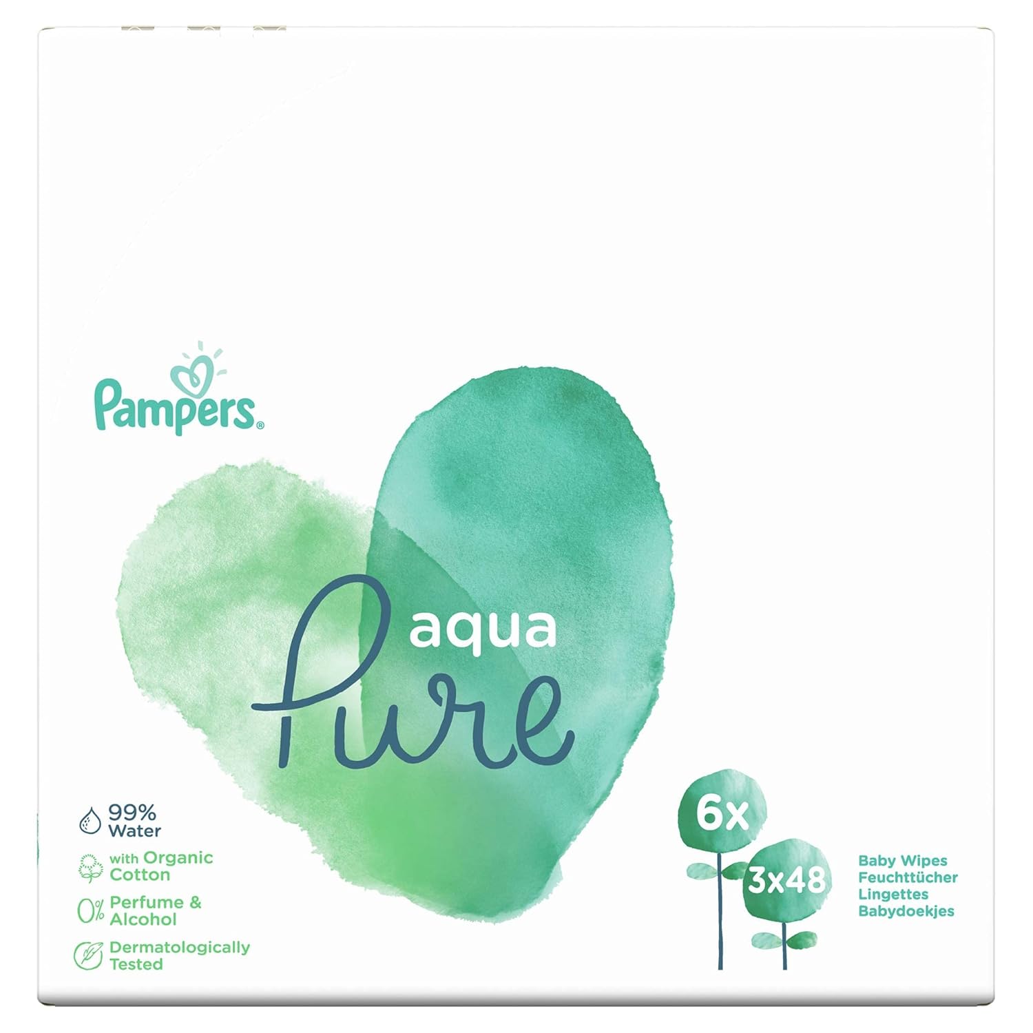 Pampers Aqua Pure Baby Wipes, 48 Count (Pack of 3)
