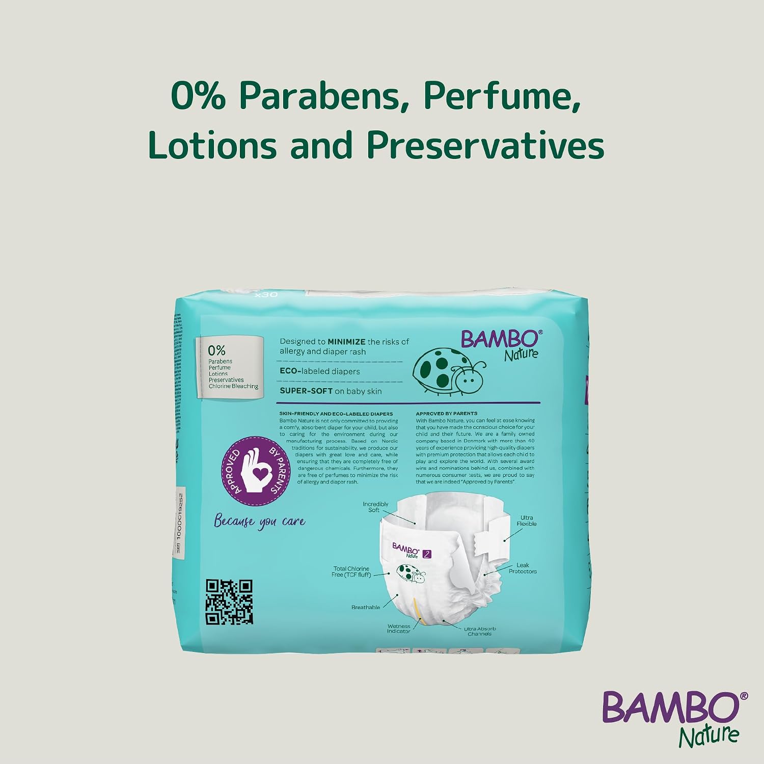 Bambo Nature Premium Baby Tape Diapers for Baby Small Size (3-6 Kgs) - Super Absorbent, Breathable, Extra Soft, Dermatologically Tested, Hypoallergenic Infant Nappies With Wetness Indicator, 30 Count