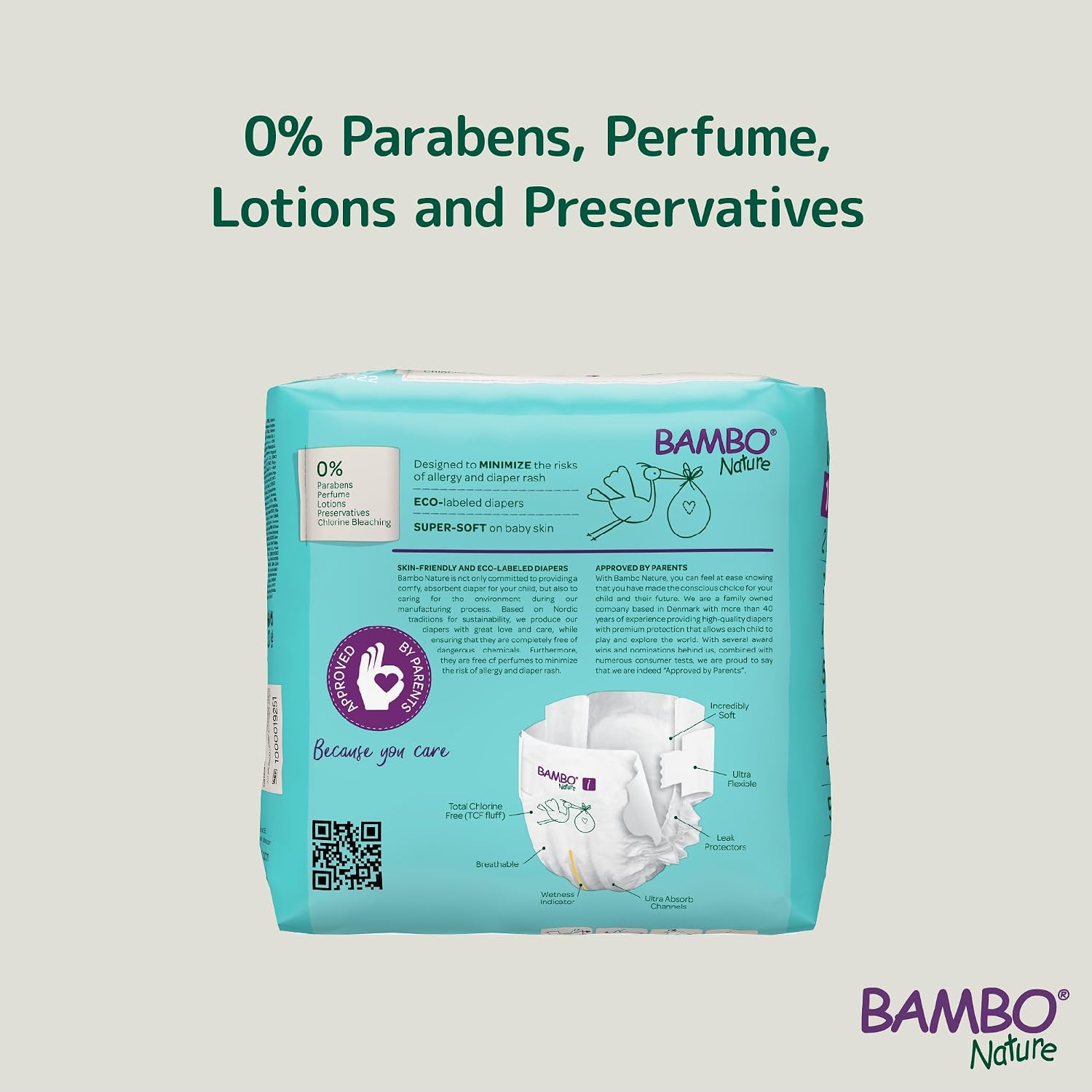 Bambo Nature Premium Baby Tape Diapers for New Born Baby XS Size (2-4 Kgs) - Super Absorbent, Breathable, Extra Soft, Dermatologically Tested, Hypoallergenic Nappies With A Wetness Indicator, 22 Count