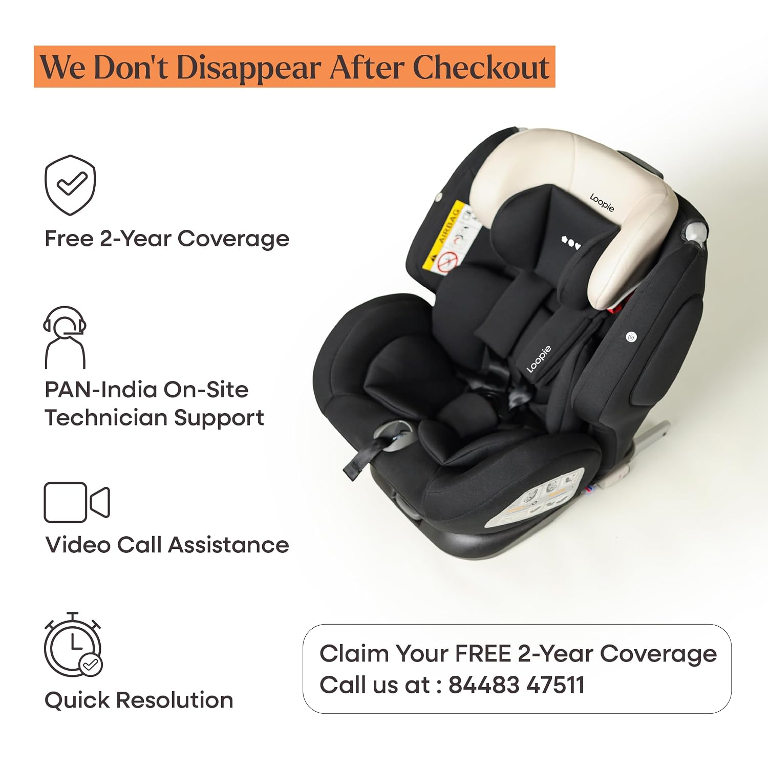 Loopie Lap Convertible Baby Car Seat for 0 to 12 Years, ISOFIX & Non-ISOFIX, 5 Point Harness, Side Impact Protection, 360 Rotation, 11 Height Adjustments, ADAC Approved, Wedge Cushion for Comfy Sleep