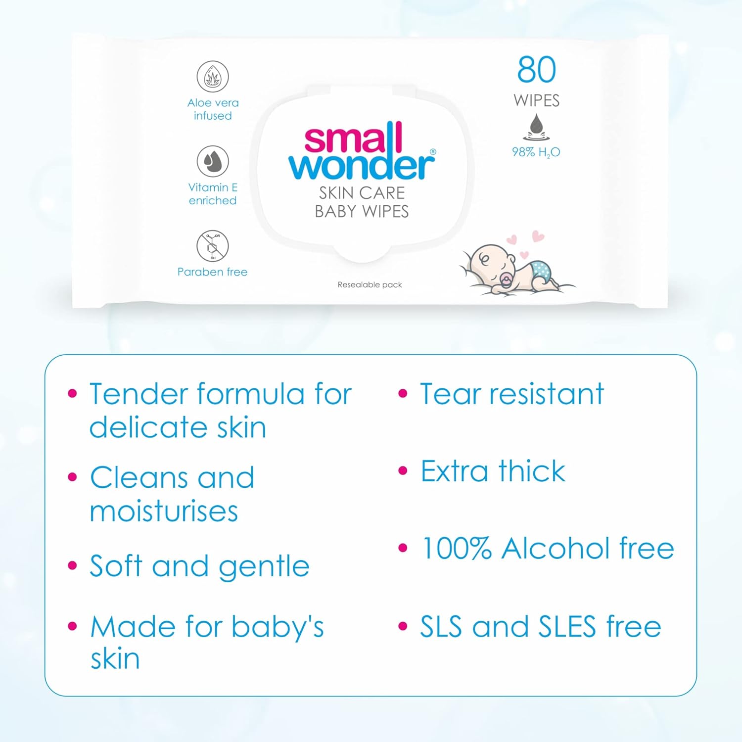 Small Wonder Skin Care Baby Wipes (Pack of 4) - 320 Wipes