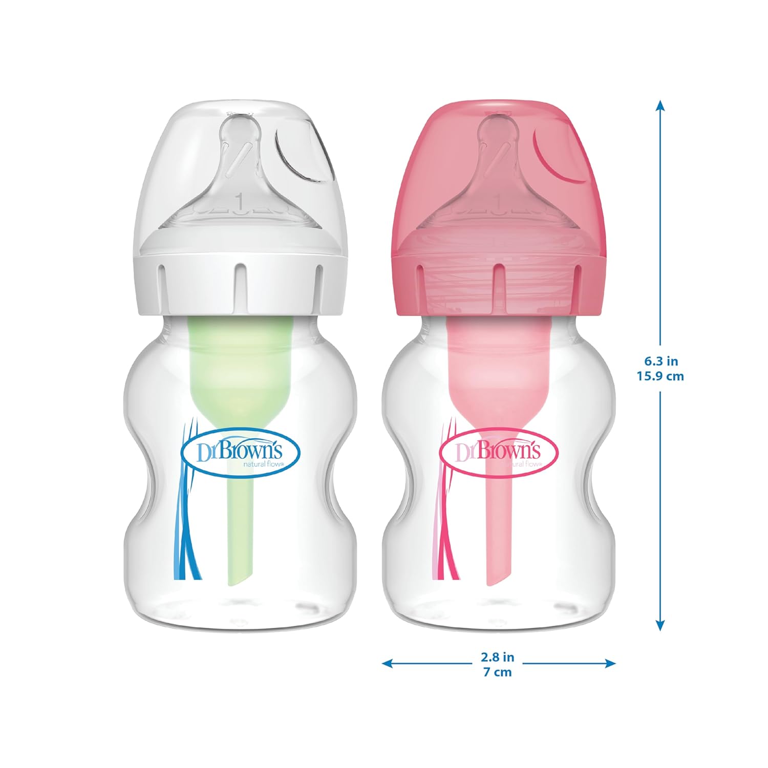 Dr. Brown's Options Wide-Neck Baby Bottle 5 oz (Green, Pack of 4)