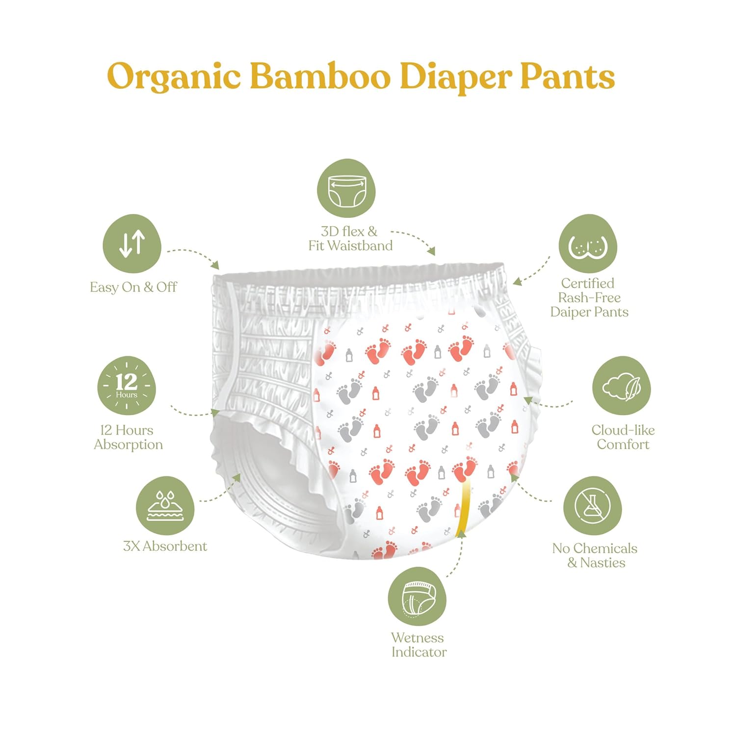 .allter Organic Bamboo Pant Style Baby Diapers L Size (13-17 Kg)|24 Count (Pack Of 1)|Rash Free, Super Absorbent, 3X Softer, with Wetness Indicator | Explorer