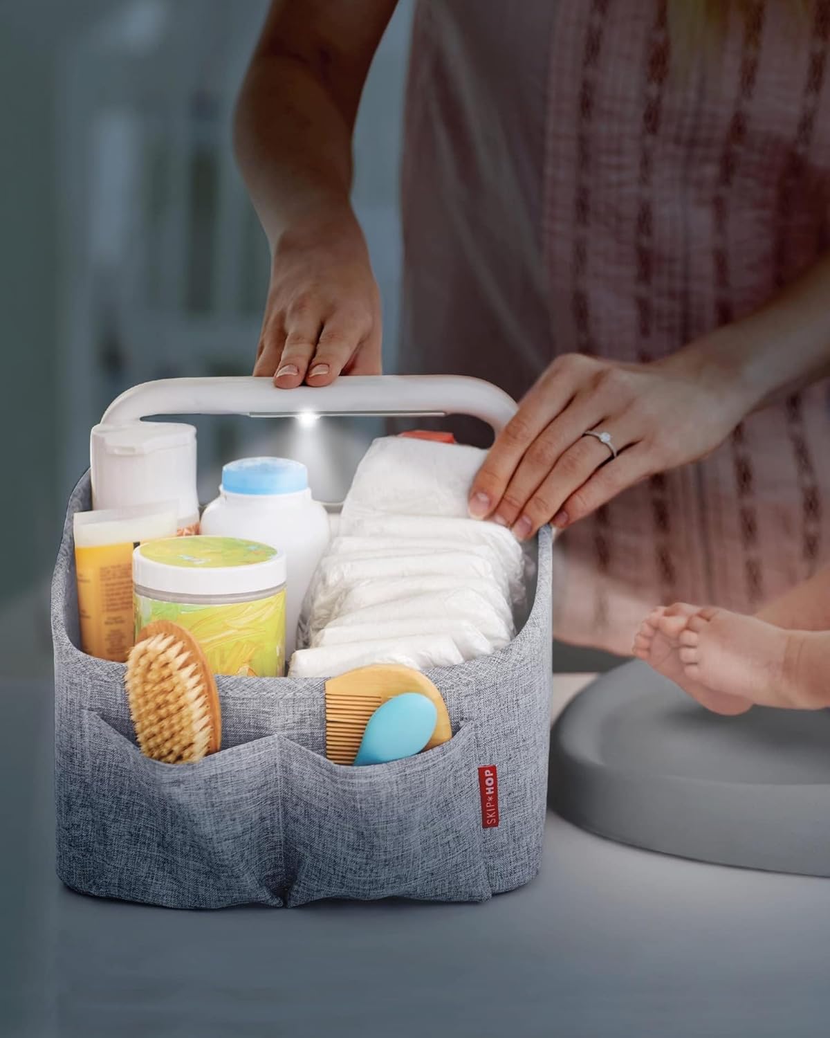 Skip Hop Light Up Diaper Caddy, Grey, 1 Count (Pack of 1) (304300)