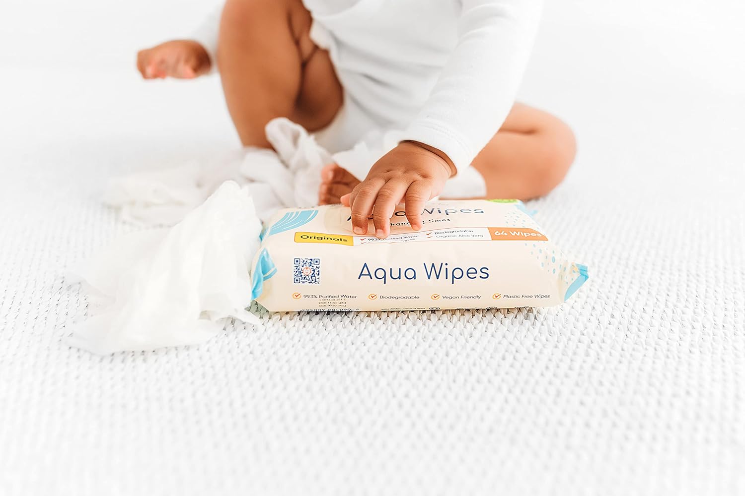 Aqua Wipes Originals Baby Wipes, 100% Biodegradable, Plastic Free Wipes, 99.6% Purified Water, Newborn Wipes, Vegan, Paraben and Perfume Free, NHS Approved (12 Packs of 64 Wipes, 768 Wipes)