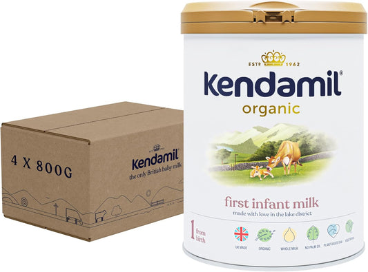 Kendamil Organic First Infant Milk, Stage 1, 4-Pack – British Made, Organic Whole Milk Formula –No Palm Oil, No Fish Oil, No SOYA, No GMOs – (4x800g)