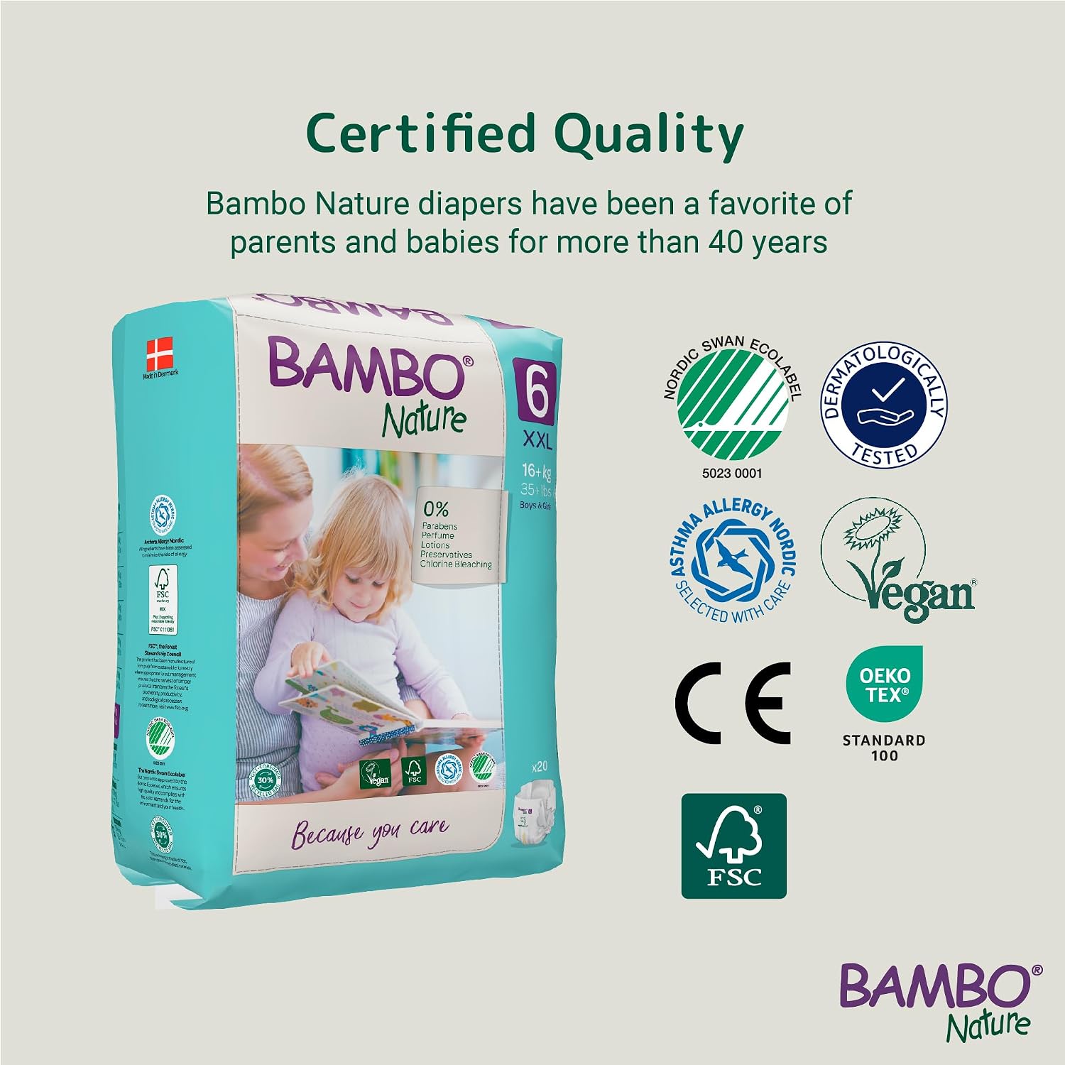 Bambo Nature Premium Baby Tape Diapers for Kids XXL Size (16+ Kgs), Super Absorbent, Breathable, Extra Soft, Dermatologically Tested, Hypoallergenic Toddler Nappies With Wetness Indicator, 20 Count