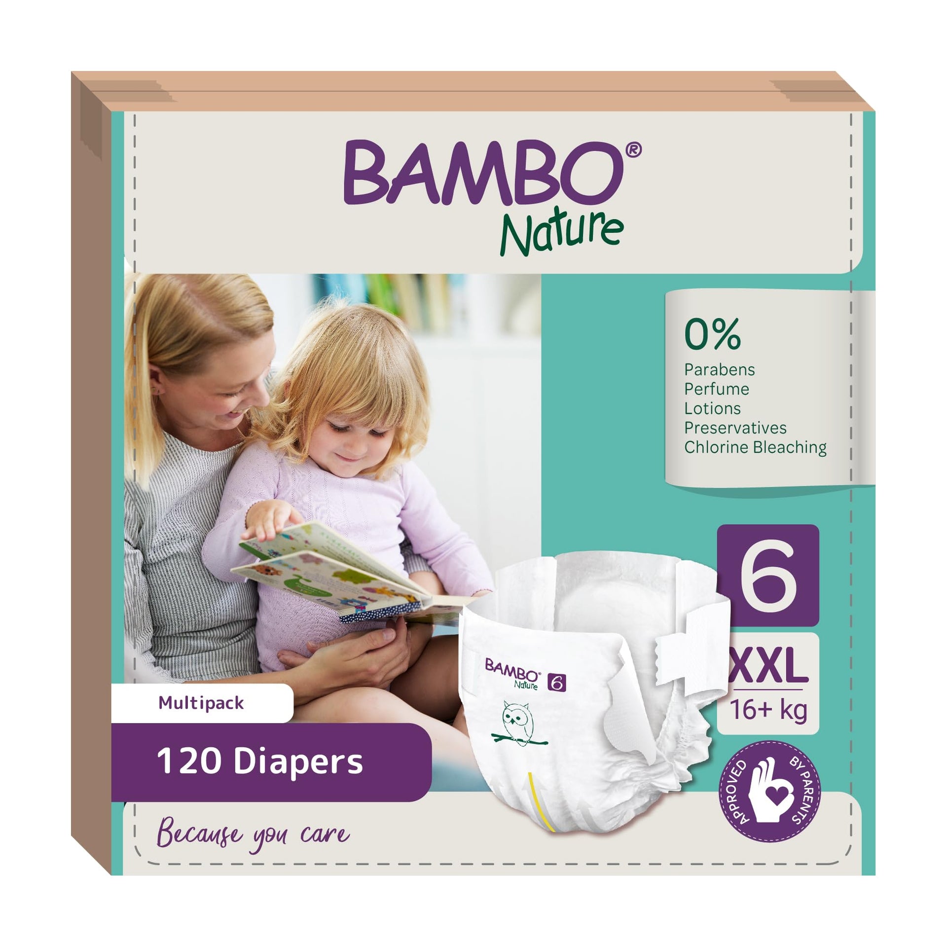 Bambo Nature Premium Baby Tape Diapers for Kids XXL Size (16+ Kgs), Super Absorbent, Breathable, Extra Soft, Dermatologically Tested, Hypoallergenic Toddler Nappies With Wetness Indicator, 20 Count