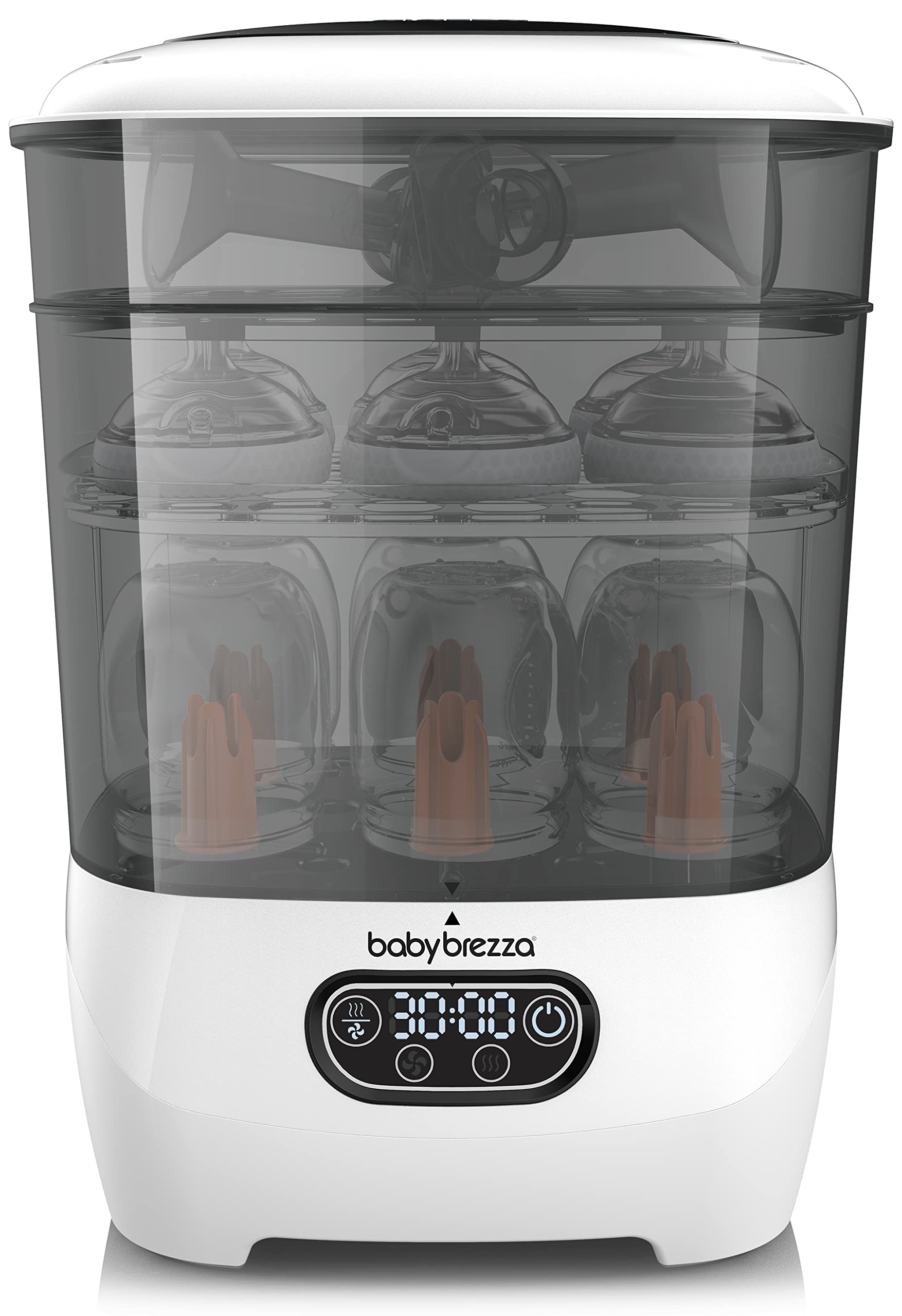 Baby Brezza Baby Bottle Sterilizer + Dryer Advanced Electric Steam Sterilization Machine Universal Sterilizing of All Bottles: Plastic, Glass, Pacifiers + Breast Pump Parts- HEPA Filter, Charcoal