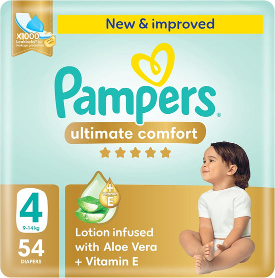 Pampers Ultimate Comfort, Size 4, 9-14 kg, Mega Pack, 54 Diapers