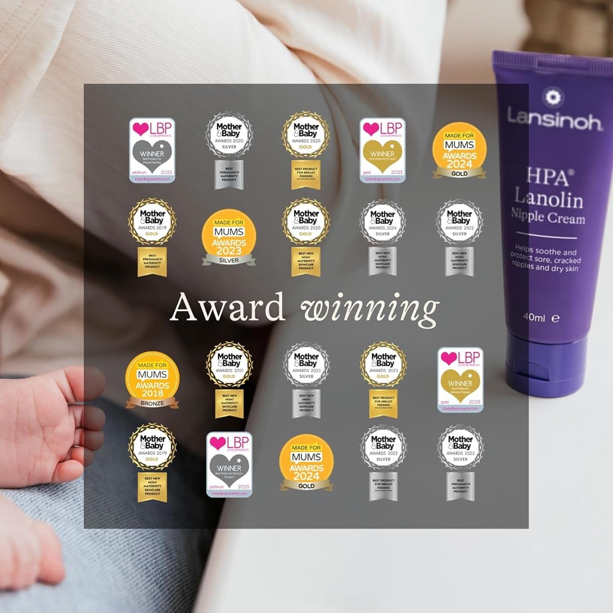 Lansinoh HPA Lanolin Nipple Cream For Cracked, Dry and Sore Nipples, Breast Feeding Moms, 100% Natural, Soothing, Tasteless & Odourless, Clinically Tested, Safe For Baby, Maternity Essentials, 40ml
