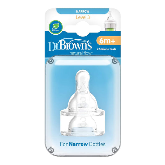 Dr. Brown's Natural Flow Narrow Neck Nipple, Set of 2 (Level 3 (2 Nipples))