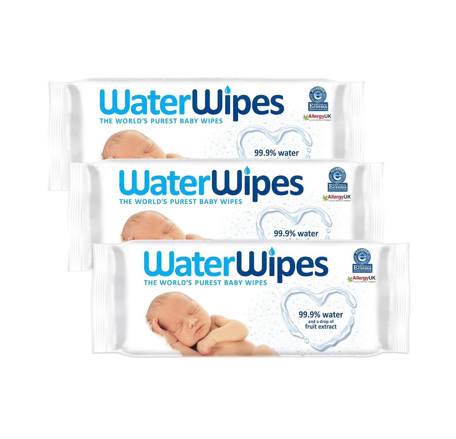 WaterWipes Baby Wipes, White (Pack of 3)