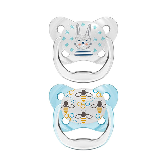 Dr. Brown's Baby Silicone Prevent Contour Pacifier, Stage 1 (0-6M), Polka Dots Blue, 2-Pack